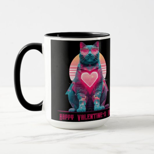 Retro Neon Kat Valentijnsdag Mok (Links)