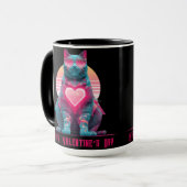 Retro Neon Kat Valentijnsdag Mok (Voorkant links)