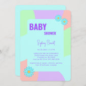 Retro Neon Kleuren Leuk Baby shower Kaart (Voorkant / Achterkant)