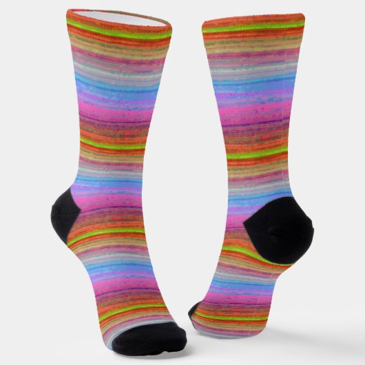 Retro Neon kleuren patroon Sokken (Gebogen)