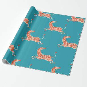  retro neon kleurenillustratie Zebra motief  Cadeaupapier