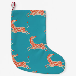 retro neon kleurenillustratie Zebra motief Kleine Kerstsok