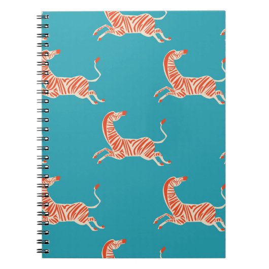retro neon kleurenillustratie Zebra motief Notitieboek (Voorkant)