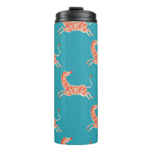 retro neon kleurenillustratie Zebra motief Thermosbeker