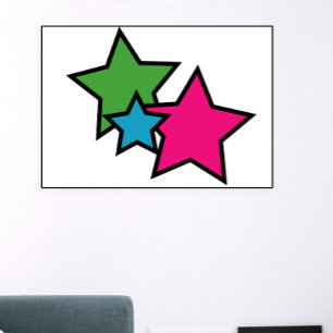 Retro Neon Kleurrijke Sterren Patroon   Krachtig R Poster