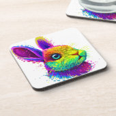 Retro Neon Konijn Dier | konijn Onderzetter set (Linkerzijde)