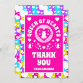 Retro Neon Koningin van Harten Verjaardag Dank u C Kaart (Voorkant / Achterkant)