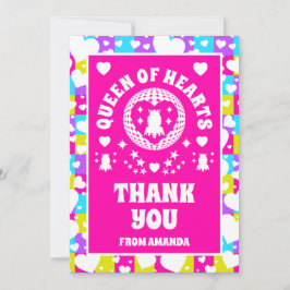 Retro Neon Koningin van Harten Verjaardag Dank u C Kaart