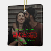 Retro Neon licht ons eerste kerstfeest aan Keramisch Ornament (Links)