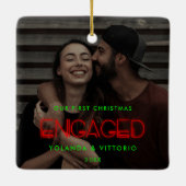 Retro Neon licht ons eerste kerstfeest aan Keramisch Ornament (Achterkant)