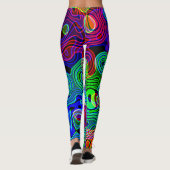 Retro Neon Liquid Dizzy Disco Lines Leggings (Achterkant)