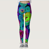 Retro Neon Liquid Dizzy Disco Lines Leggings (Voorkant)