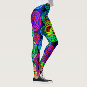 Retro Neon Liquid Dizzy Disco Lines Leggings