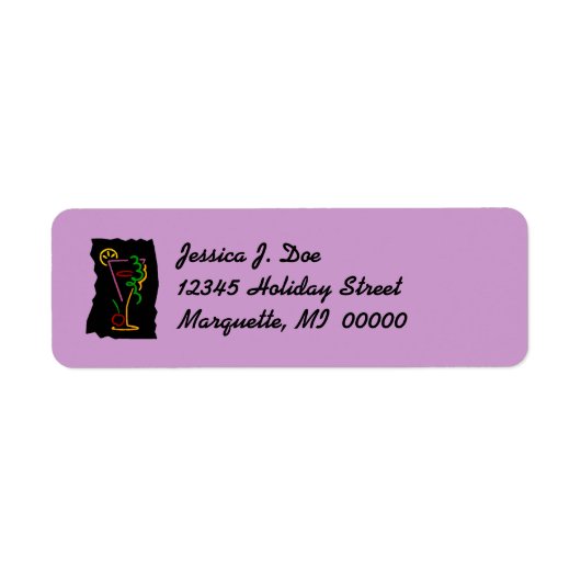 Retro Neon martini Cocktail Return address Label (Voorkant)