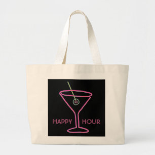 Retro Neon Martini Happy Hour Canvas tas