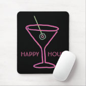 Retro Neon Martini Happy Hour Mousepad Muismat (Met muis)