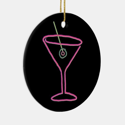 Retro Neon Martini Happy Hour Ornament (Rechts)