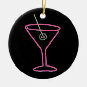 Retro Neon Martini Happy Hour Ornament (Voorkant)
