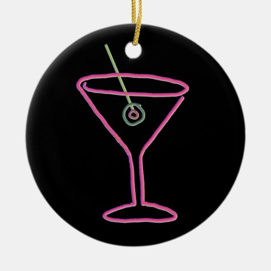 Retro Neon Martini Happy Hour Ornament (Voorkant)