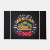 Retro Neon Mexican Food Taco Personalized Diner Deurmat (Voorkant)