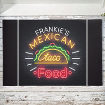 Retro Neon Mexican Food Taco Personalized Diner