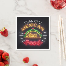 Retro Neon Mexican Food Taco Personalized Diner