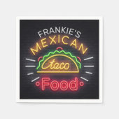 Retro Neon Mexican Food Taco Personalized Diner Servet (Voorkant)