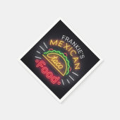 Retro Neon Mexican Food Taco Personalized Diner Servet (Hoek)