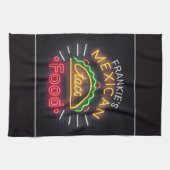 Retro Neon Mexican Food Taco Personalized Diner Theedoek (Horizontaal)