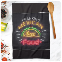 Retro Neon Mexican Food Taco Personalized Diner