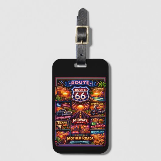 Retro Neon Moederweg Eindeloos Avontuur Bagagelabel (Voorkant (verticaal))