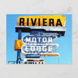 Retro Neon Motel Sign Briefkaart