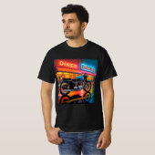 Retro Neon Motorcycle — Cafe Racer Men’s T-shirt (Voorkant volledig)