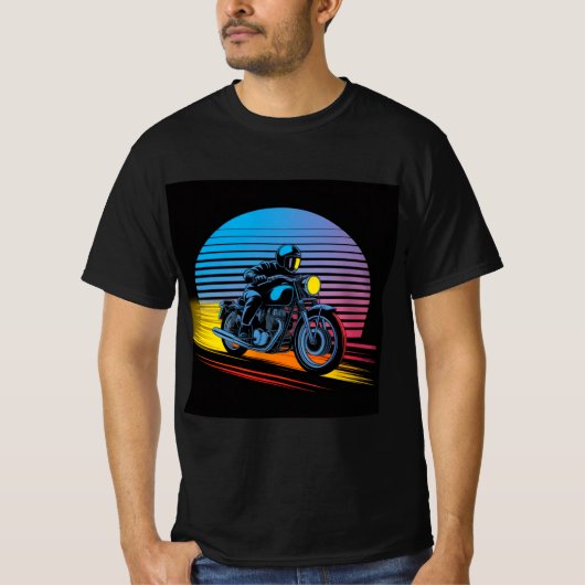 Retro Neon Motorcycle — Cafe Racer Men’s T-shirt (Voorkant)
