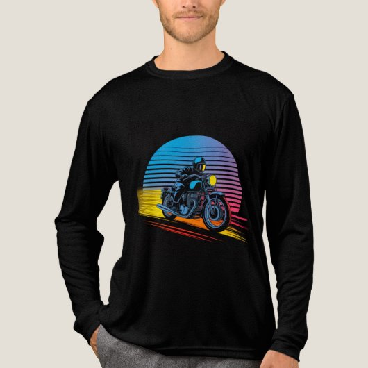 Retro Neon Motorcycle — Cafe Racer Men’s Tri-Blend Shirt (Voorkant volledig)