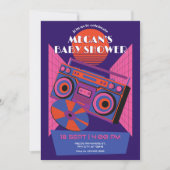 Retro neon muziek electro baby shower kaart (Voorkant)