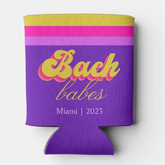 Retro Neon Paarse Bachelorette Feestje Blikjeskoeler (Achterkant)