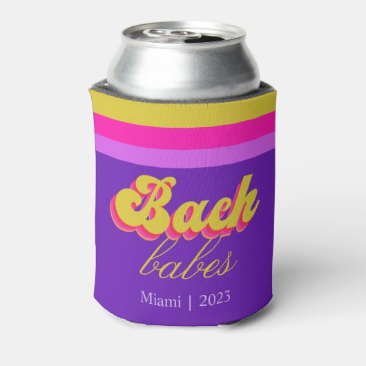 Retro Neon Paarse Bachelorette Feestje Blikjeskoeler (Blikje Achterkant)