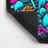 Retro Neon Paddenstoelen en Bloemen Ai Art Muismat (Hoek)