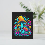 Retro Neon Paddenstoelen en Bloemen Briefkaart (Staand voorkant)