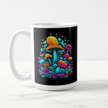 Retro Neon Paddenstoelen en Bloemen