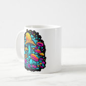 Retro Neon Paddenstoelen en Bloemen Koffiemok (Voorkant links)