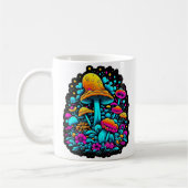 Retro Neon Paddenstoelen en Bloemen Koffiemok (Links)
