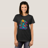 Retro Neon Paddenstoelen en Bloemen T-shirt (Voorkant volledig)
