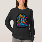 Retro Neon Paddenstoelen en Bloemen T-shirt (Voorkant)