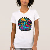 Retro Neon Paddenstoelen en Bloemen T-shirt (Voorkant)