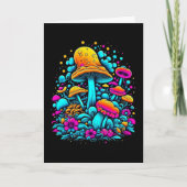 Retro Neon Paddenstoelen en Bloemen Verjaardag Kaart (Voorkant)