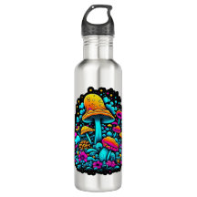 Retro Neon Paddenstoelen en Bloemen