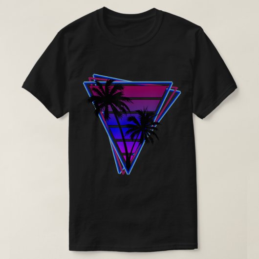 Retro Neon Palm Trees Triangle T-shirt (Design voorkant)