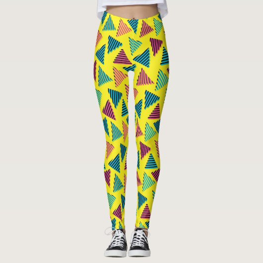 Retro Neon Pattern van 80/90 Leggings (Voorkant)